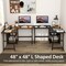 Costway L Shaped Corner Computer Desk Study Table w/Storage Shelves Black/Rustic Brown